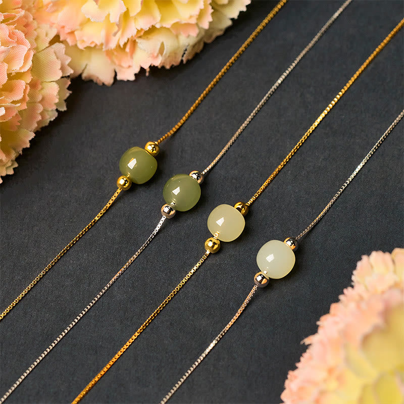 Buddha Stones 925 Sterling Silber Natürliche Jade Perle Fülle Kette Armband - image 23