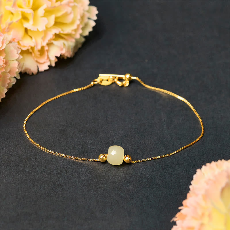 Buddha Stones 925 Sterling Silber Natürliche Jade Perle Fülle Kette Armband - Hellgrüner Jade - 925 Sterling Silber vergoldete Kette - image 13