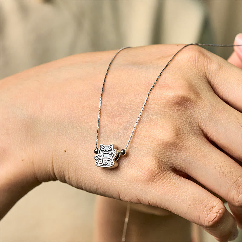 Buddha Stones 999 Sterling Silber Glückskatze Schutz 925 Sterling Silber Kette Halskette Anhänger - image 4