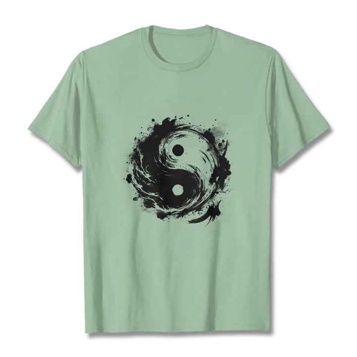 Buddha Stones Tinte Yin Yang Muster Balance Design T T-shirt - Blassgrün - 2XL - image 15