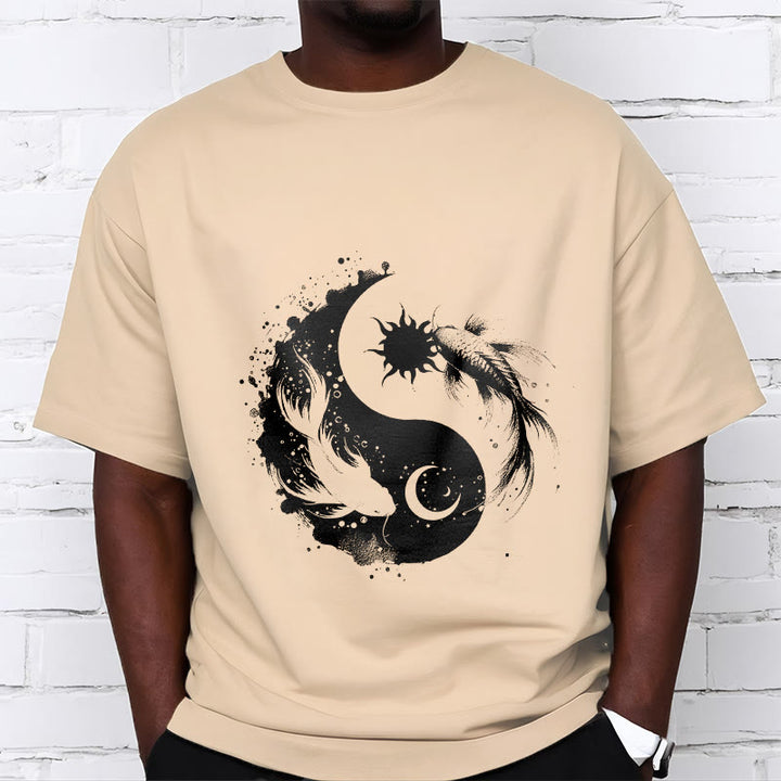 Buddha Stonessun und Mond Yin Yang Koi Muster T-Shirt - image 9