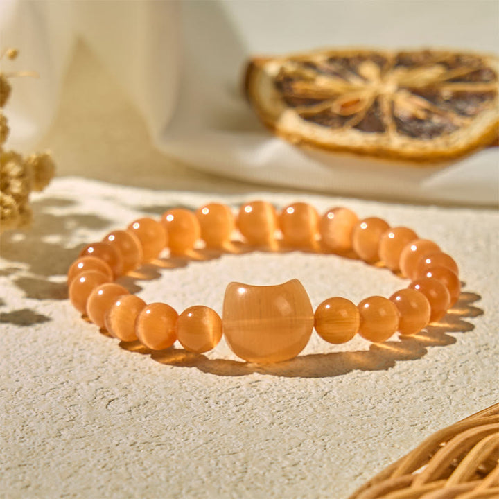 Buddha Stones Schöner Katzenkopf Rosa Katzenauge Weißes Katzenauge Spirituelles Perlenarmband - image 17