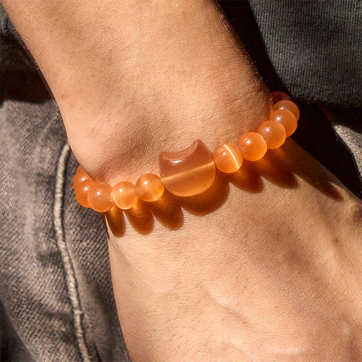 Buddha Stones Schöner Katzenkopf Rosa Katzenauge Weißes Katzenauge Spirituelles Perlenarmband - image 20