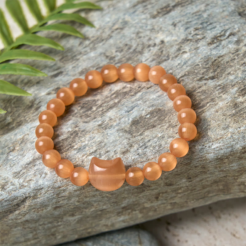 Buddha Stones Schöner Katzenkopf Rosa Katzenauge Weißes Katzenauge Spirituelles Perlenarmband - image 19