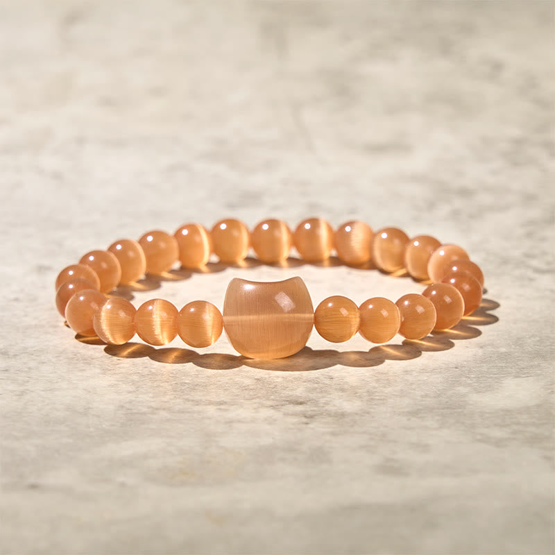 Buddha Stones Schöner Katzenkopf Rosa Katzenauge Weißes Katzenauge Spirituelles Perlenarmband - Orangefarbenes Katzenauge (Handgelenkumfang: 15–20 cm) - image 14