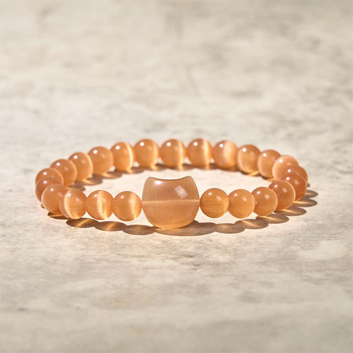 Buddha Stones Schöner Katzenkopf Rosa Katzenauge Weißes Katzenauge Spirituelles Perlenarmband - Orangefarbenes Katzenauge (Handgelenkumfang: 15–20 cm) - image 14