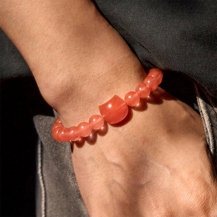 Buddha Stones Schönes Katzenkopf-Armband aus rotem Achat mit spirituellen Perlen - image 6