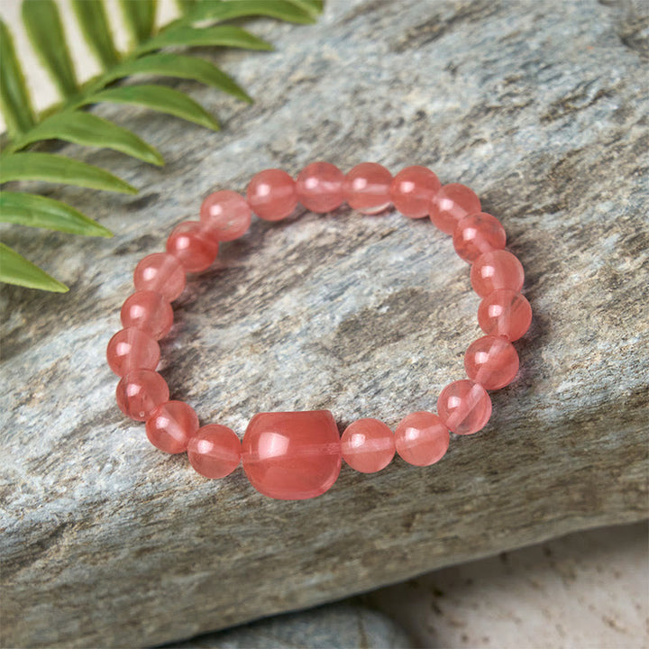 Buddha Stones Schönes Katzenkopf-Armband aus rotem Achat mit spirituellen Perlen - image 5