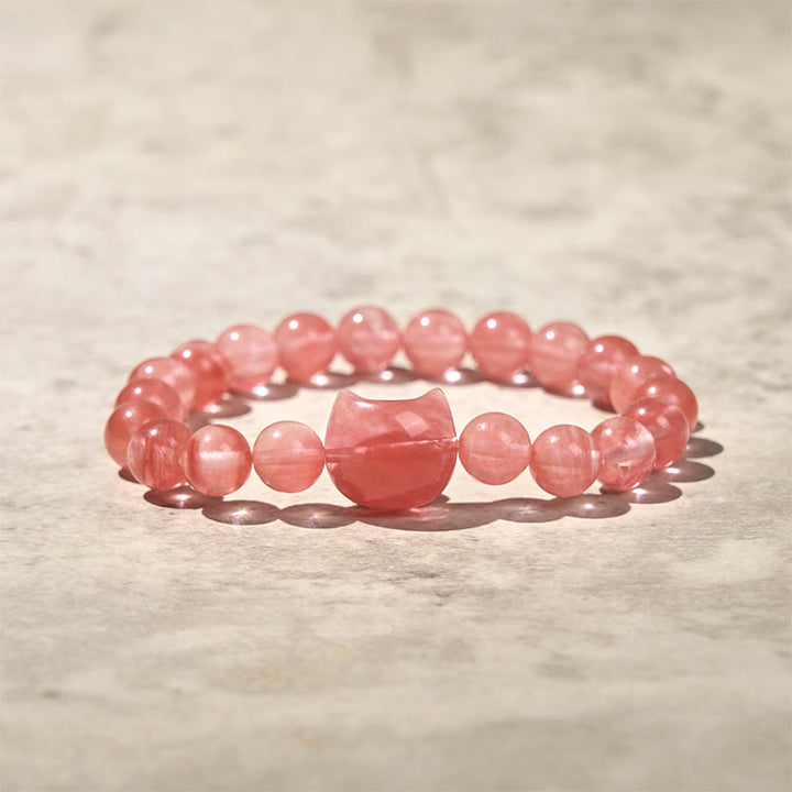 Buddha Stones Schönes Katzenkopf-Armband aus rotem Achat mit spirituellen Perlen - image 4