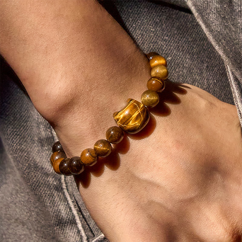 Buddha Stones Süßes Katzen-Tigerauge-Kraftperlen-Armband - image 6