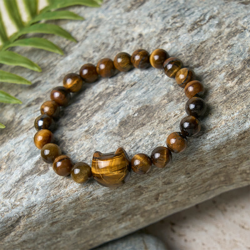 Buddha Stones Süßes Katzen-Tigerauge-Kraftperlen-Armband - image 5