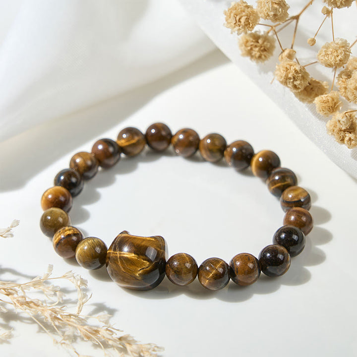 Buddha Stones Süßes Katzen-Tigerauge-Kraftperlen-Armband - image 3