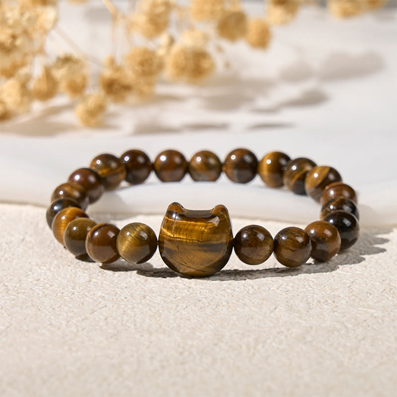 Buddha Stones Süßes Katzen-Tigerauge-Kraftperlen-Armband - image 2