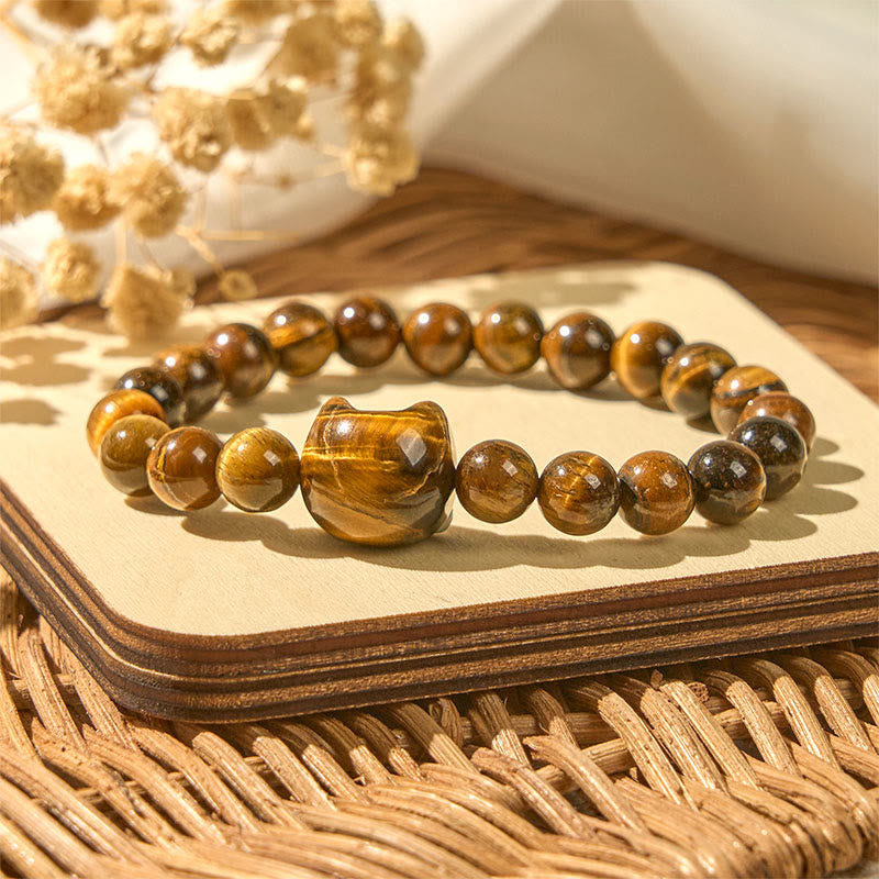 Buddha Stones Süßes Katzen-Tigerauge-Kraftperlen-Armband - image 1