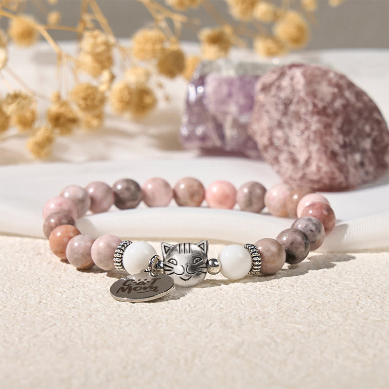 Buddha Stones Katzenkopf-Design Zebra-Jaspis-Schutzarmband - image 1