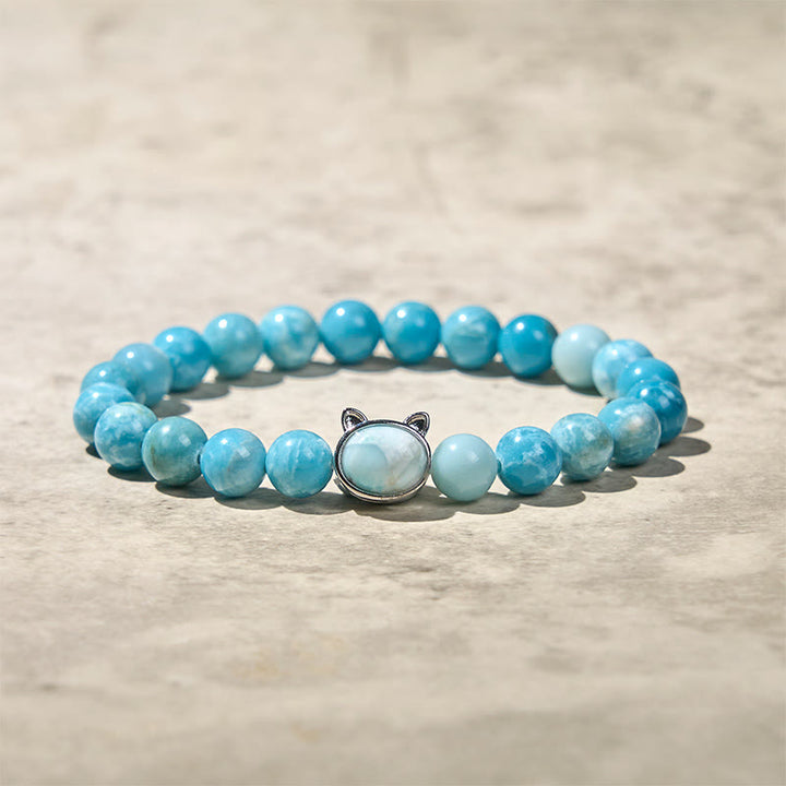 Buddha Stones Naturkatze Larimar Weisheitsperlen Armband - image 6