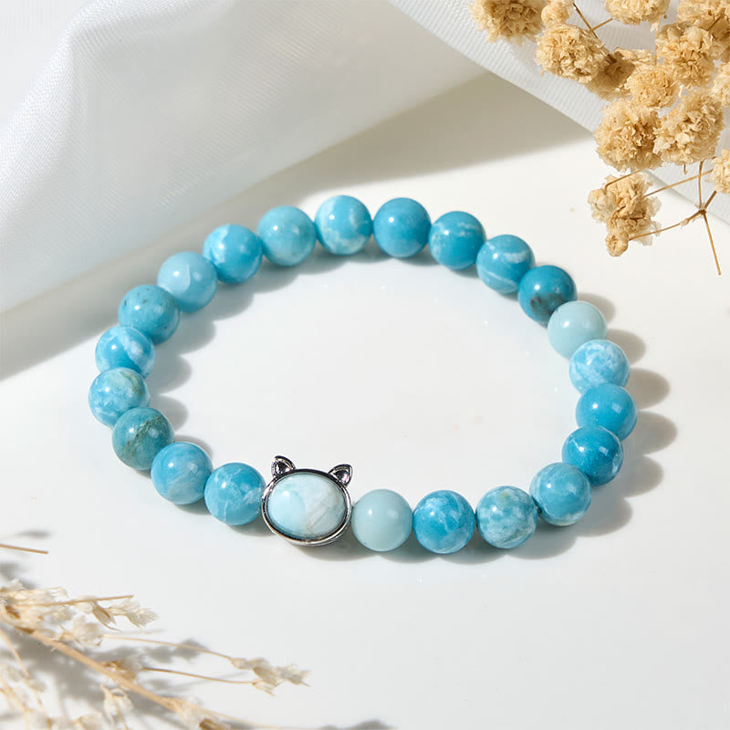 Buddha Stones Naturkatze Larimar Weisheitsperlen Armband - Larimar (Handgelenkumfang: 14–16 cm) - image 0