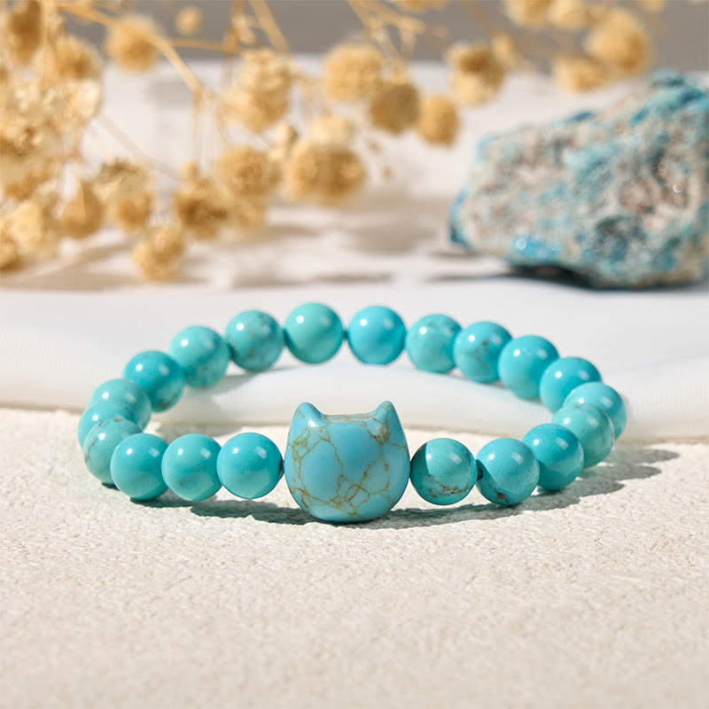 Buddha Stones Armband mit Naturkatzen-Türkis-Stärkeperlen - Türkis (Handgelenkumfang: 14–16 cm) - image 1