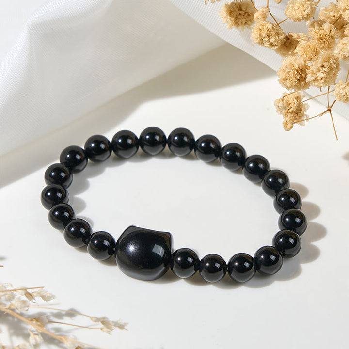 Buddha Stones Schwarze Katze Natur Schwarzer Onyx Schutzarmband - image 4