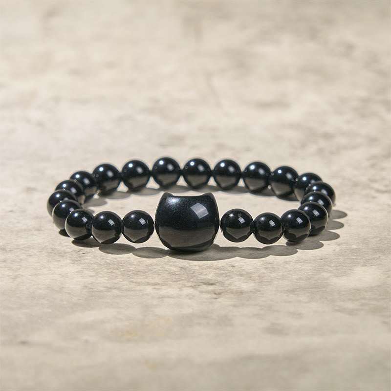 Buddha Stones Schwarze Katze Natur Schwarzer Onyx Schutzarmband - image 8