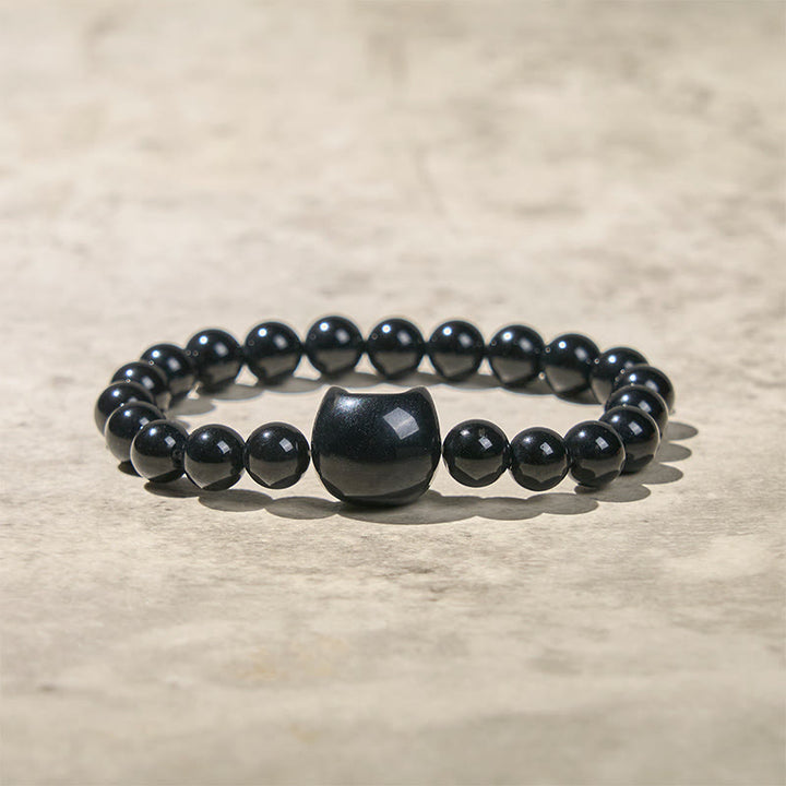 Buddha Stones Schwarze Katze Natur Schwarzer Onyx Schutzarmband - image 8