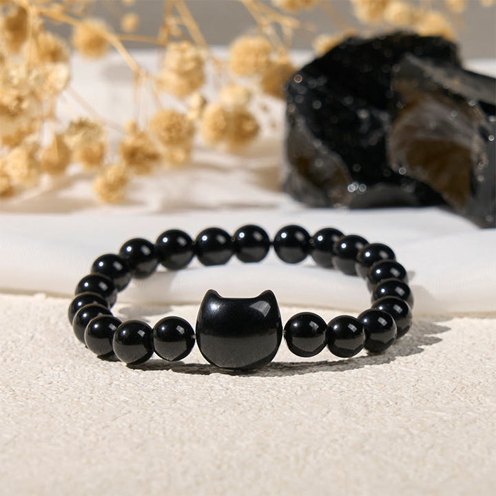 Buddha Stones Schwarze Katze Natur Schwarzer Onyx Schutzarmband - image 3