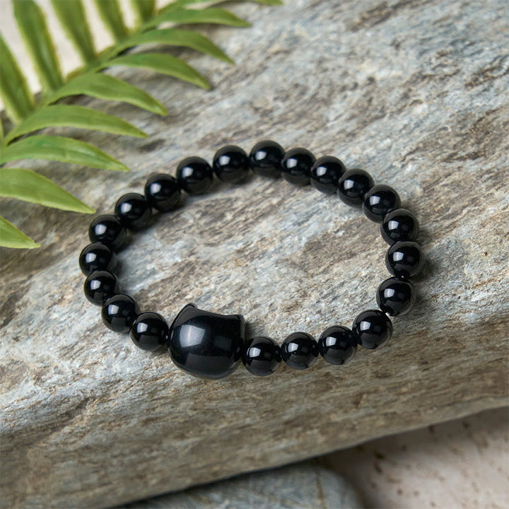 Buddha Stones Schwarze Katze Natur Schwarzer Onyx Schutzarmband - image 9