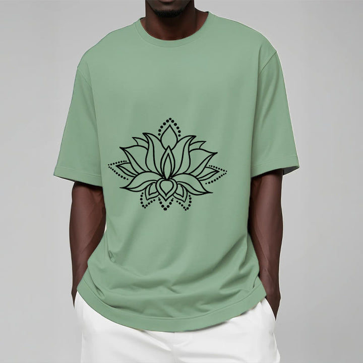 Buddha Stones Lotus Flower Pattern Einfaches Design Baumwoll-T-Shirt - image 16
