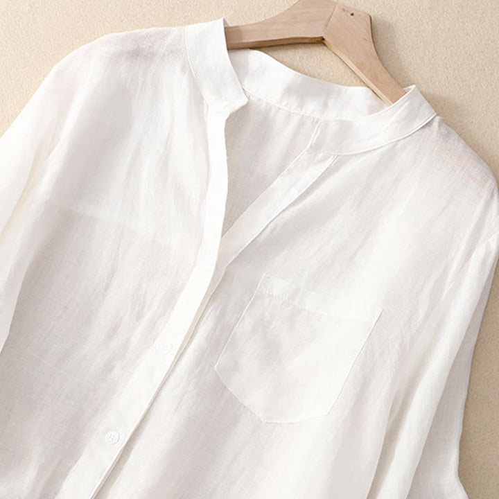 Buddha Stones Lässiges, schlichtes Damen-Shirt mit V-Ausschnitt und Dreiviertelärmeln aus Baumwolle und Viskose - image 20