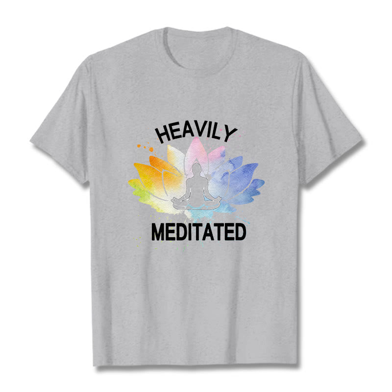 Buddha Stones Bunte Lotus Blume Meditation Figur Muster Baumwolle T-shirt - Hellgrau - 2XL - image 20