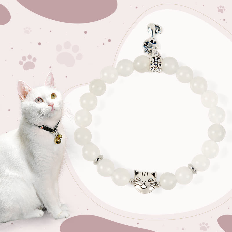 Buddha Stones Weiße Katze Weiße Jade Glückssegen Armband - Weiße Katze (Handgelenkumfang 15–16 cm) - image 1