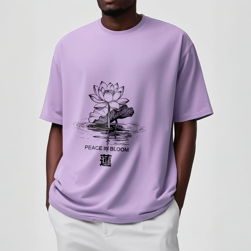 Buddha Stones Lotusblume Lotusblatt Wellenmuster T-Shirt aus Baumwolle - image 18