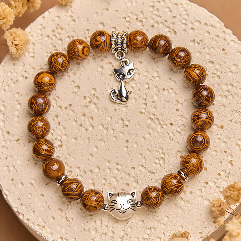 Buddha Stones Naturstein-Armband mit Kätzchen- und Katzenkopfschutz - 15-16 cm - image 0