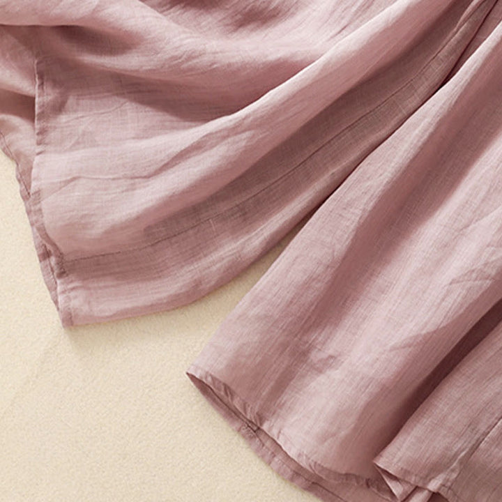 Buddha Stones Damenhose mit weitem Bein und Kordelzug aus Baumwolle im schlichten Design mit Taschen - image 14