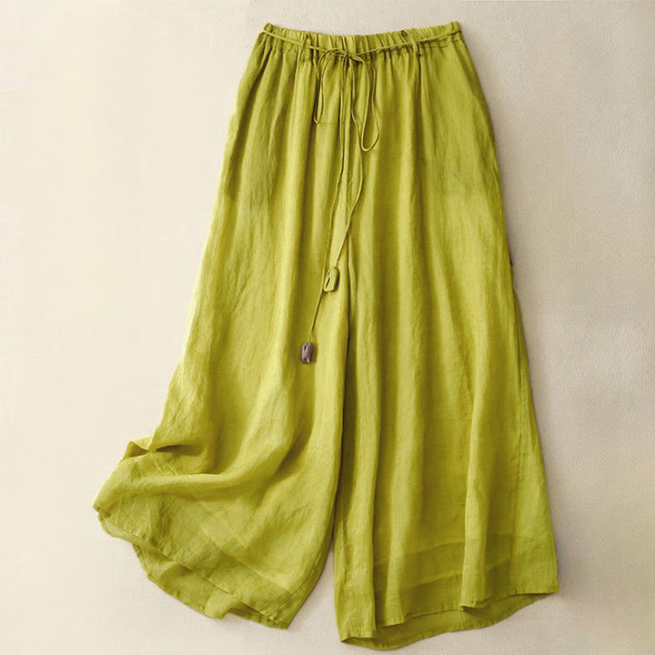 Buddha Stones Damenhose mit weitem Bein und Kordelzug aus Baumwolle im schlichten Design mit Taschen - Gelb - US8-10， UK/AU12-14，EU40-42 (2XL) - image 18