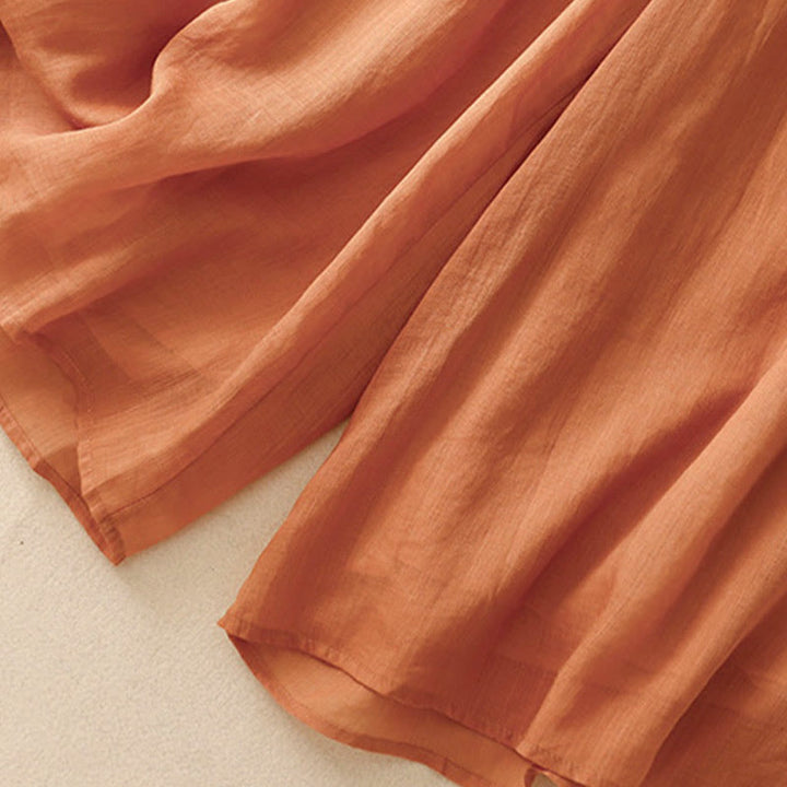 Buddha Stones Damenhose mit weitem Bein und Kordelzug aus Baumwolle im schlichten Design mit Taschen - image 25