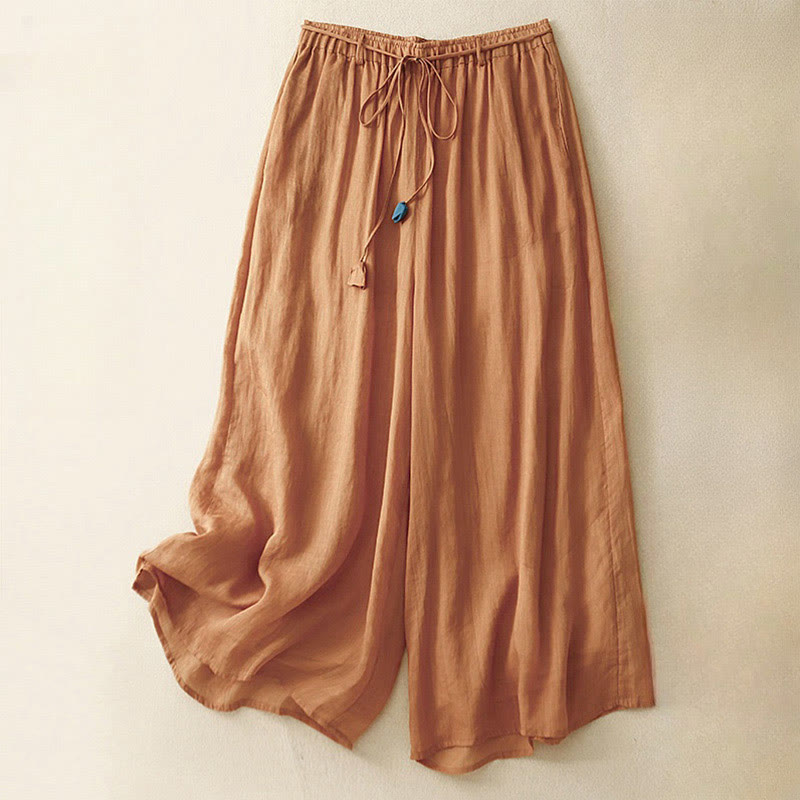 Buddha Stones Damenhose mit weitem Bein und Kordelzug aus Baumwolle im schlichten Design mit Taschen - DunkelOrange - US8-10， UK/AU12-14，EU40-42 (2XL) - image 23