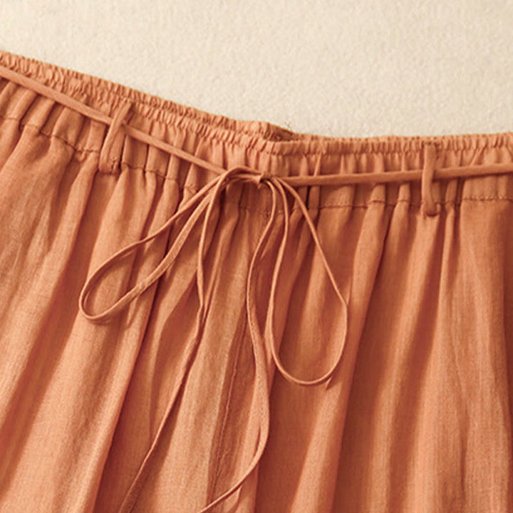 Buddha Stones Damenhose mit weitem Bein und Kordelzug aus Baumwolle im schlichten Design mit Taschen - image 23