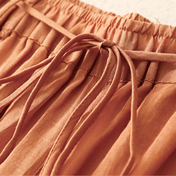 Buddha Stones Damenhose mit weitem Bein und Kordelzug aus Baumwolle im schlichten Design mit Taschen - image 26