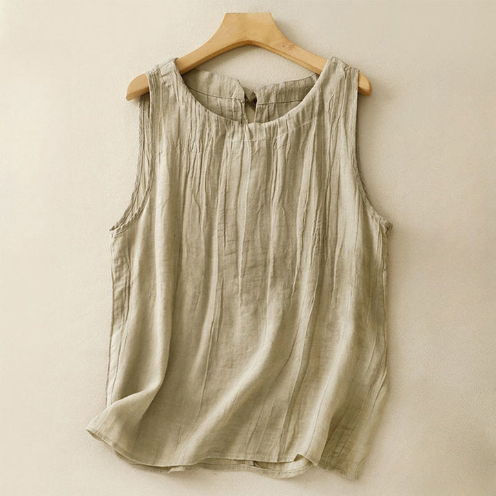 Buddha Stones Sommer Reine Farbe Falten Schnürung Ärmellose Weste Damen Weste - DunkelKhaki - US8-10， UK/AU12-14，EU40-42 (2XL) - image 8