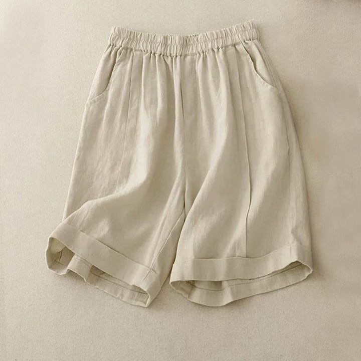 Buddha Stones Lässige, einfarbige Baumwoll-Shorts für Damen mit Taschen - Leinen - US12， UK/AU16，EU44 (4XL) - image 7