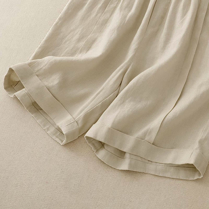 Buddha Stones Lässige, einfarbige Baumwoll-Shorts für Damen mit Taschen - image 8