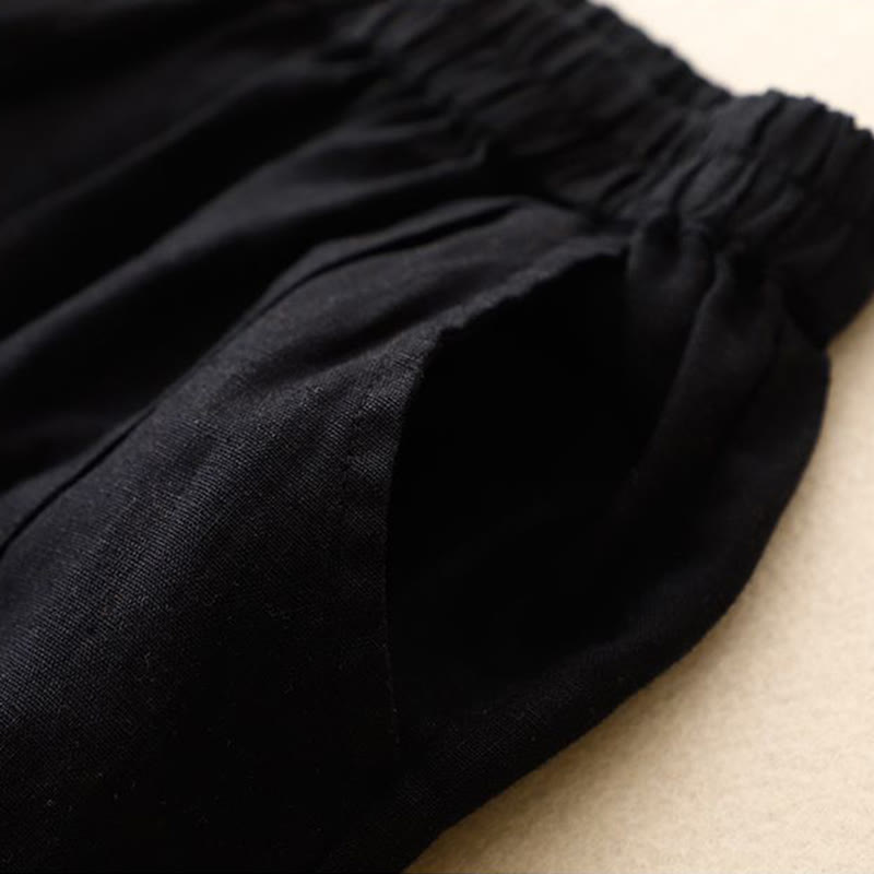 Buddha Stones Lässige, einfarbige Baumwoll-Shorts für Damen mit Taschen - image 29