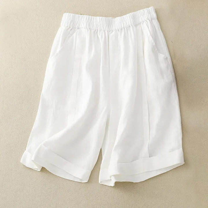 Buddha Stones Lässige, einfarbige Baumwoll-Shorts für Damen mit Taschen - Weiß - US12， UK/AU16，EU44 (4XL) - image 31