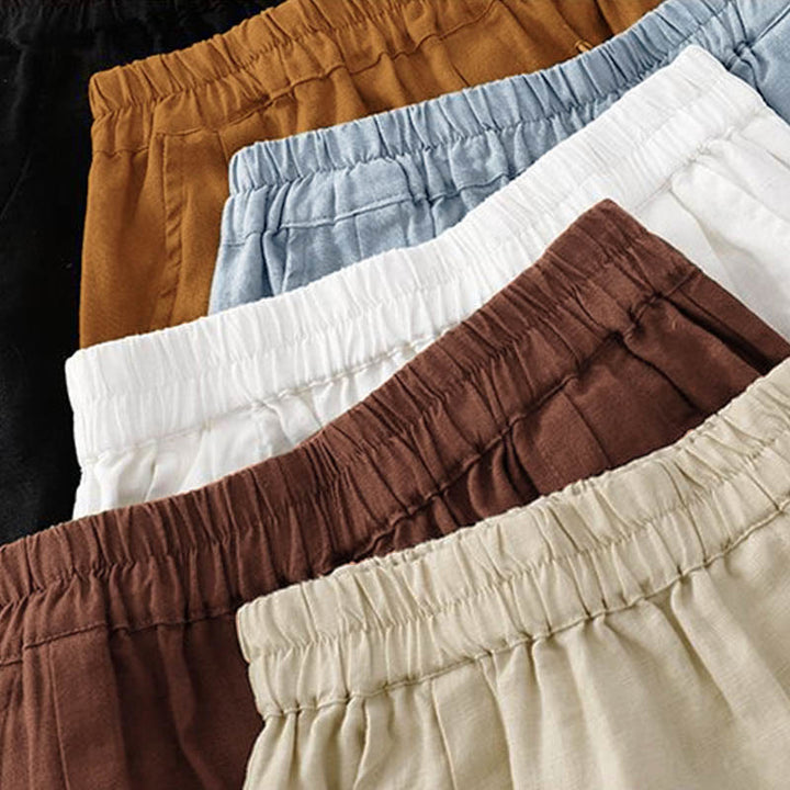 Buddha Stones Lässige, einfarbige Baumwoll-Shorts für Damen mit Taschen - image 37