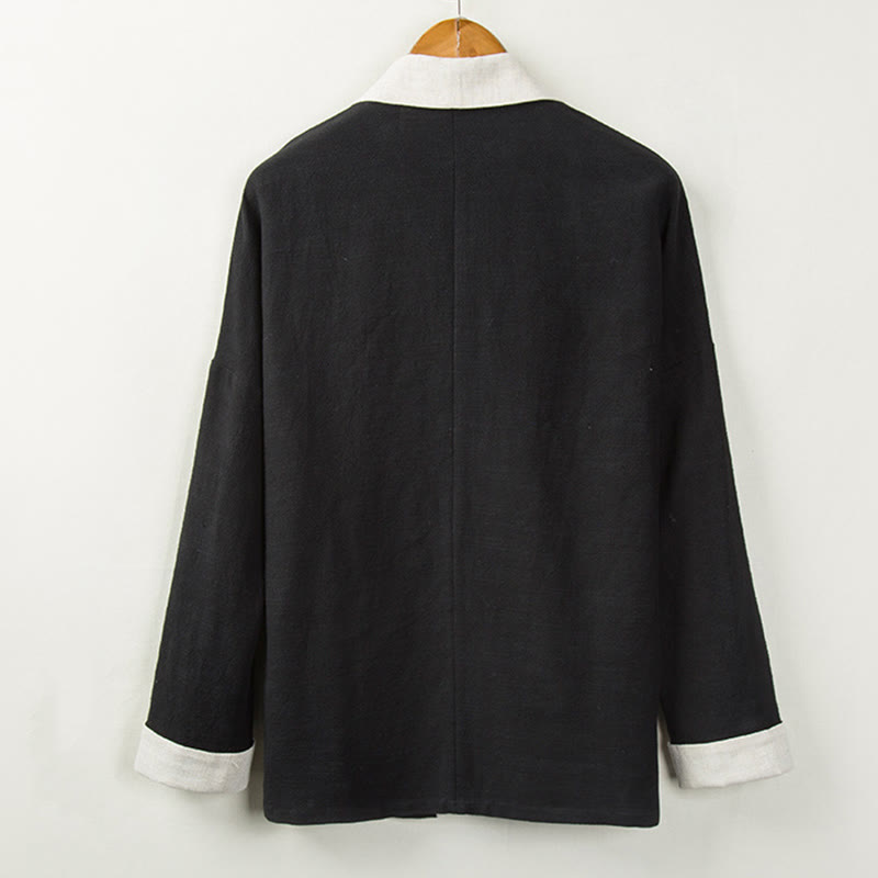 Buddha Stones Winter Einfarbig Langarm Offene Front Jacke männer Baumwolle Kimono - image 2