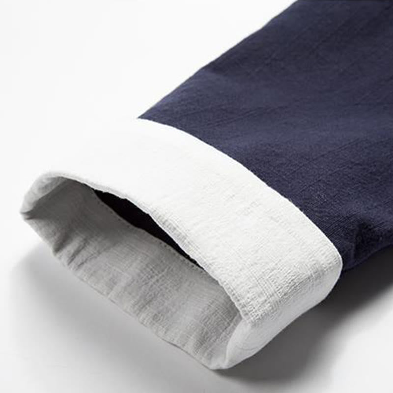 Buddha Stones Chinesische Froschknöpfe Langarm-Design Offene Frontjacke Herren-Kimono aus Baumwolle und Leinen - image 12