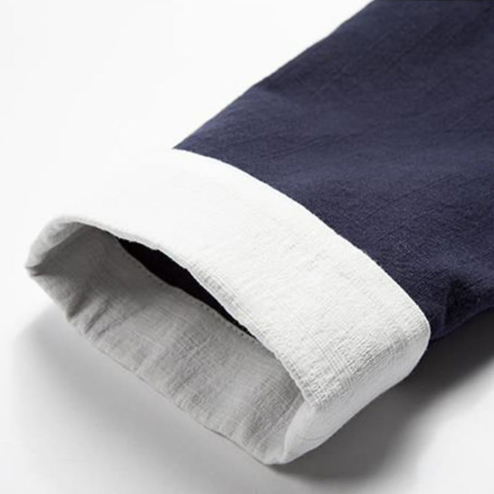 Buddha Stones Chinesische Froschknöpfe Langarm-Design Offene Frontjacke Herren-Kimono aus Baumwolle und Leinen - image 12