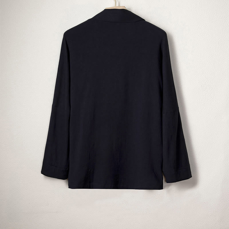 Buddha Stones Herren-Kimono mit offenem Vorderteil, schlichtes Design, Baumwolle und Leinen, langärmelig - image 3