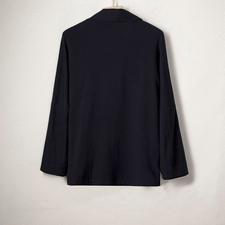 Buddha Stones Herren-Kimono mit offenem Vorderteil, schlichtes Design, Baumwolle und Leinen, langärmelig - image 3